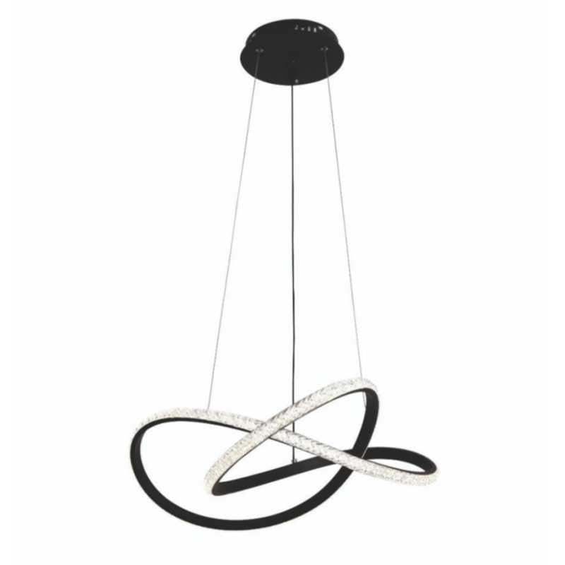 Lustra LED Infinity Cristal Negru cu Telecomanda wifi 2.4G cu lumina/rece/calda/neutra intensitate
